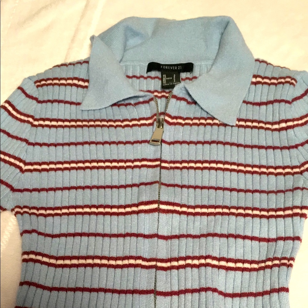 Zip up f21 aqua polo sweater shirt small